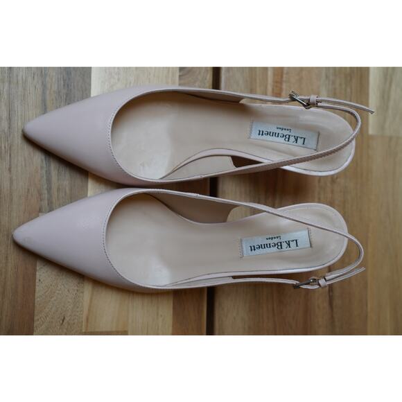LK Bennett Florita Leather Open Court Slingback Heels Pink Size 6.5 EU 37 - Picture 4 of 15